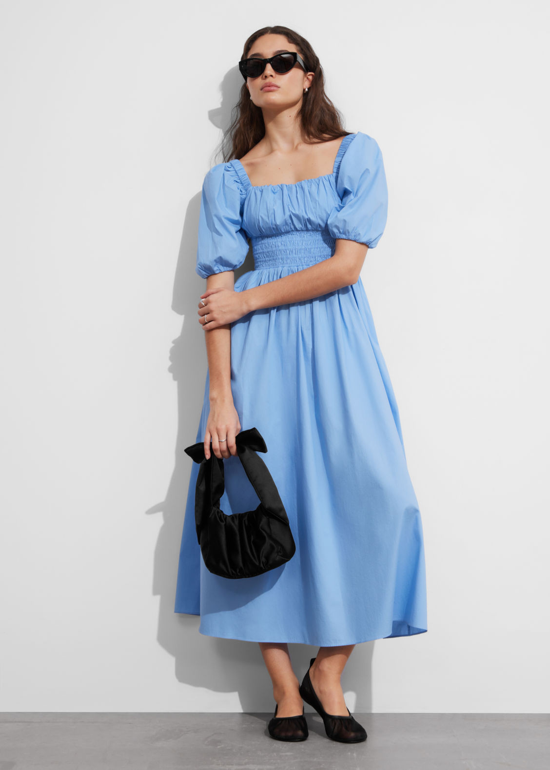 Puff-Sleeve Midi Dress - Blue | & Other Stories US
