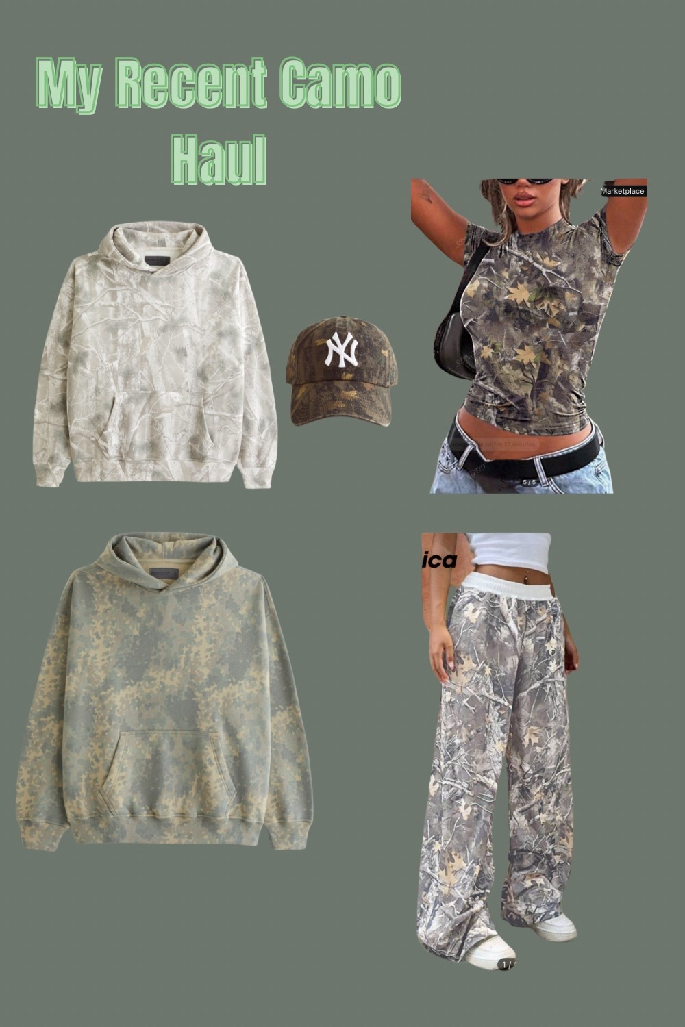 Obsessed with camo lately! Here’s my recent haul—perfect for layering and streetwear vibes. Tap to shop! #CamoTrend #StreetStyle #LTKfashion”