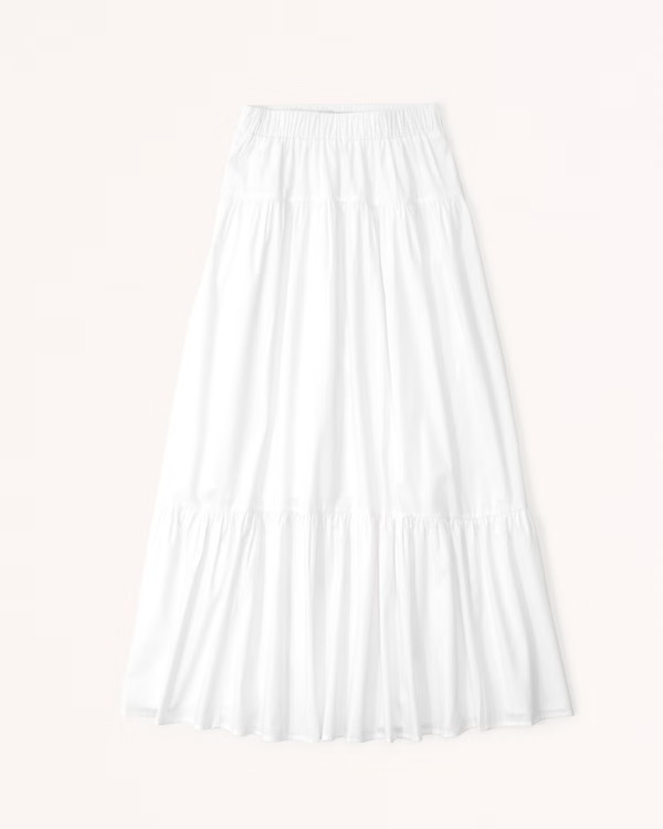Poplin Tiered Maxi Skirt | Abercrombie & Fitch (UK)