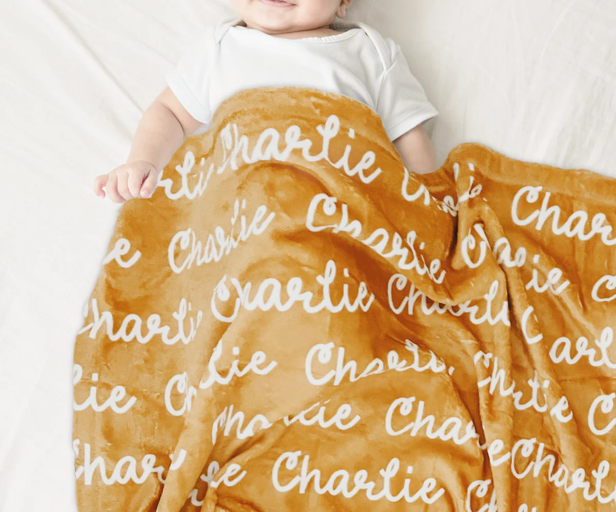 Yellow, Orange, and Reds Personalized Name Blanket - Classic Name, With Font Preview | The Little Lemons Company