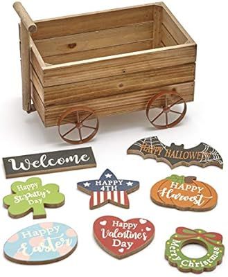 The Lakeside Collection Interchangeable Season Icons and Wagon Tabletop Decoration - 9 Pieces | Amazon (US)