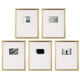 Instapoints Gallery Wall 5x7 Picture Frame Set with Hanging Template, Set of 5, Gold | Amazon (US)