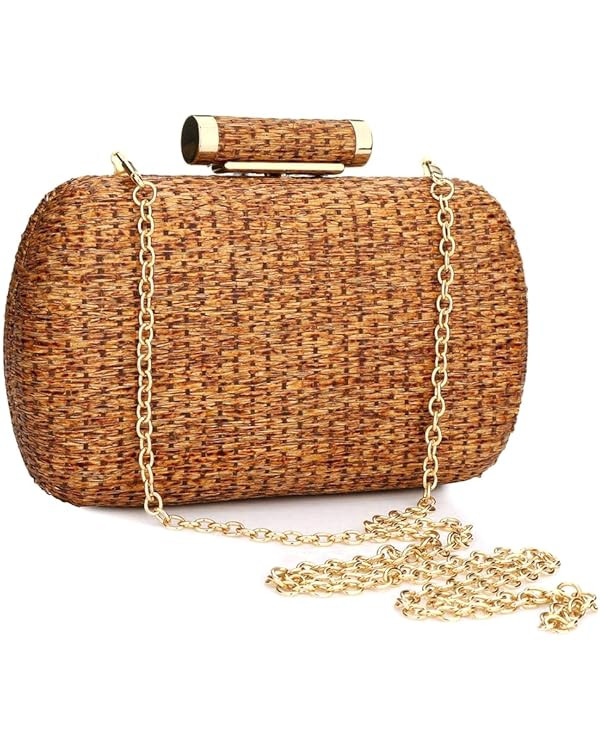 YYW Straw Clutch Purse for Women Wedding Hand-Woved Evening Straw Handbag Party Wedding Summer Be... | Amazon (US)