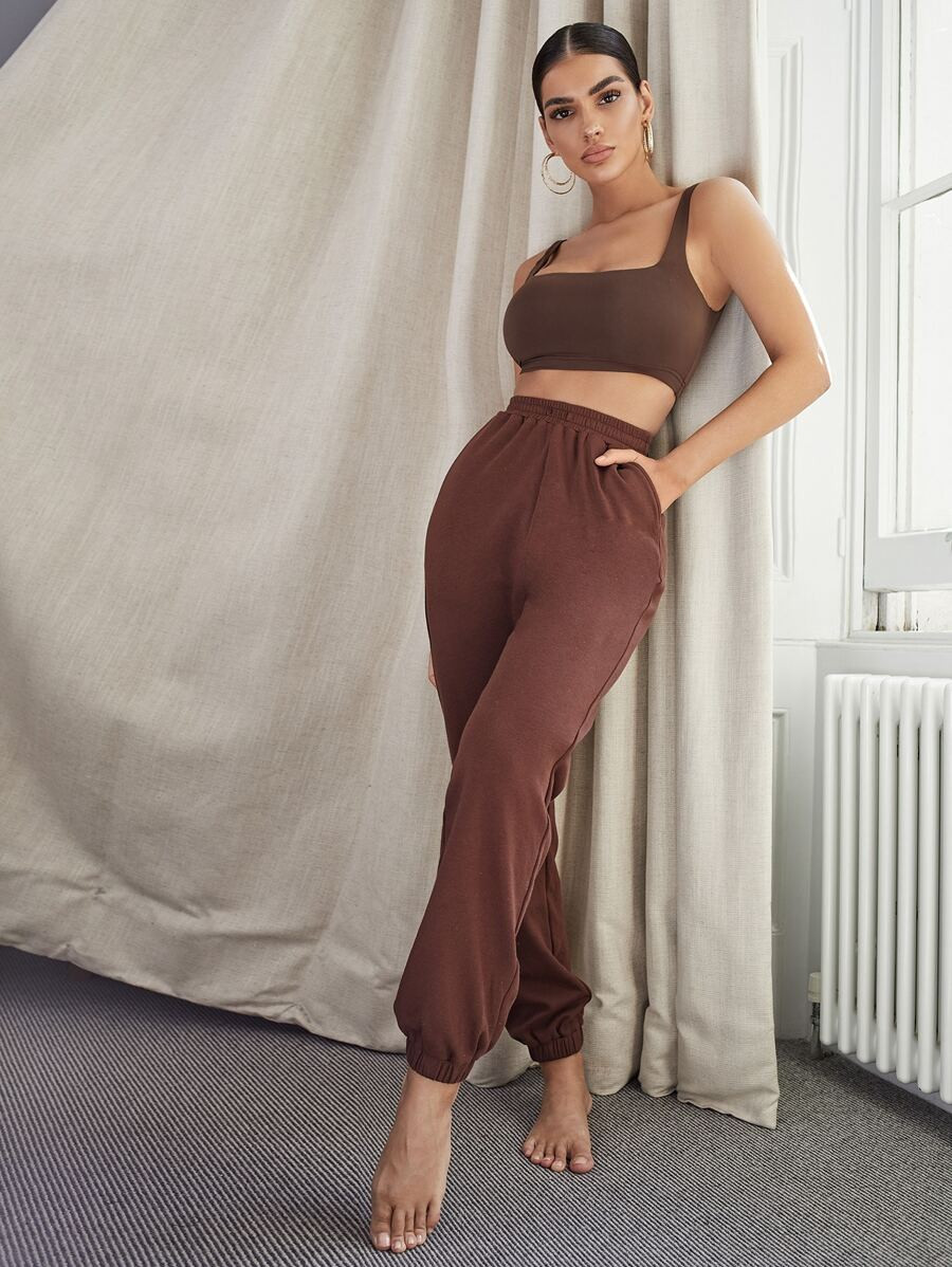 Slant Pocket Solid Sweatpants | SHEIN