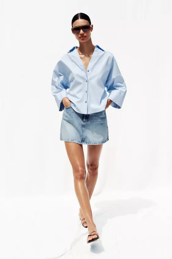 WIDE SLEEVE POPLIN SHIRT | Zara Canada