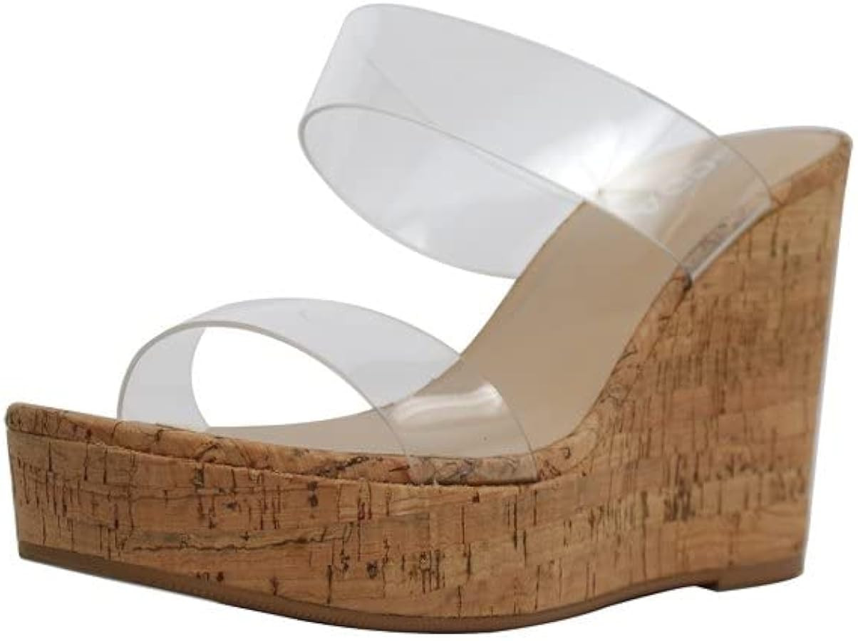 Soda Poster-S Clear Wedge Cork Flatform Sandal | Amazon (US)