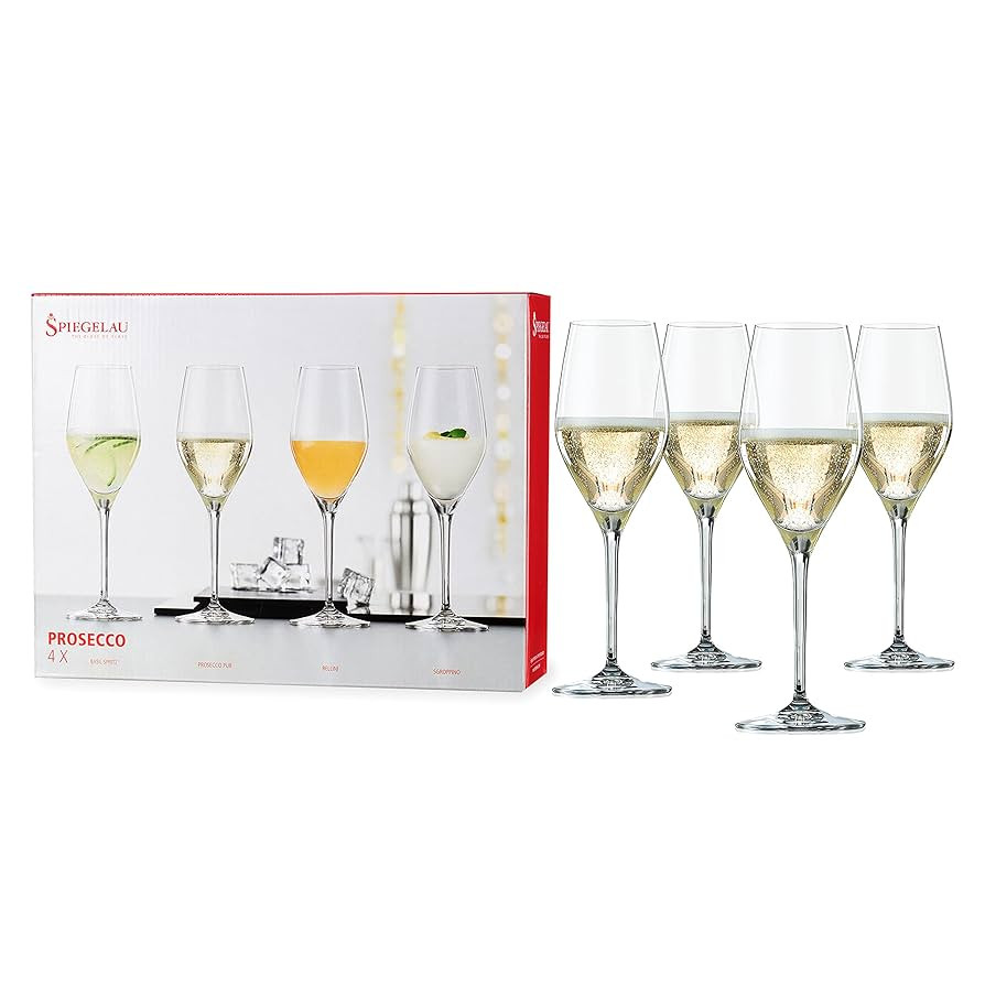 Spiegelau Prosecco Wine Glasses Set of 4 - European-Made Crystal, Classic Stemmed, Dishwasher Saf... | Amazon (US)