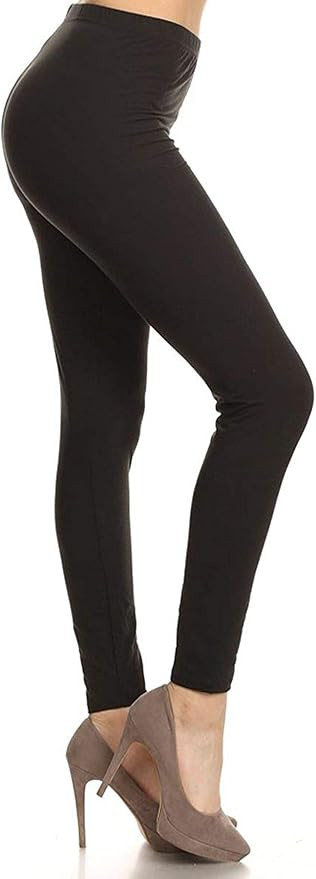 Leggings Depot High Waist Leggings for Women Buttery Soft 1 inch Waistband Solid Leggings - Reg, ... | Amazon (US)