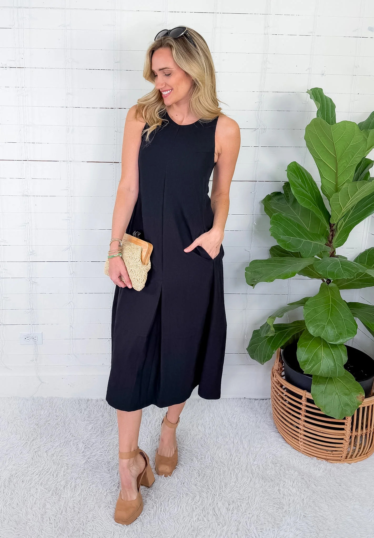 Cort Black V-Neck A-Line Maxi Dress Elle Grey | Clover and Bee | Clover + Bee