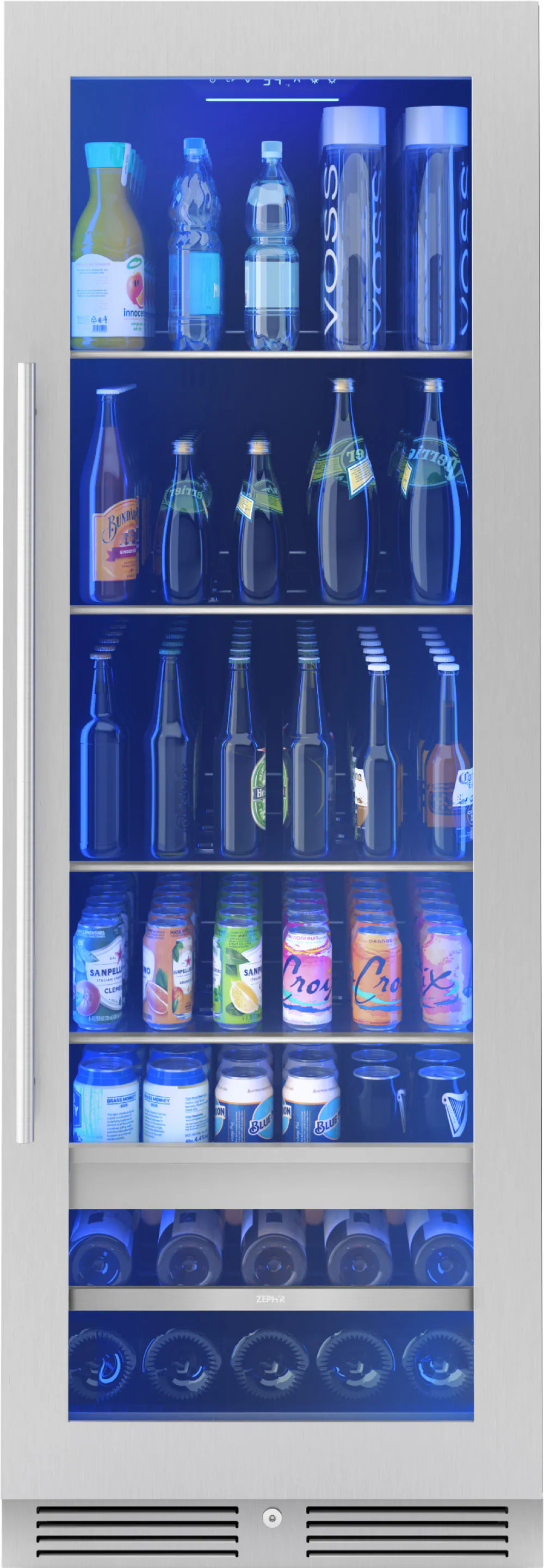 Zephyr Presrv 24-in W 266 -Can Capacity Stainless Steel Built-in/Freestanding Indoor Beverage Refrigerator with Glass Door one_size | PRB24F01BG | Lowe's