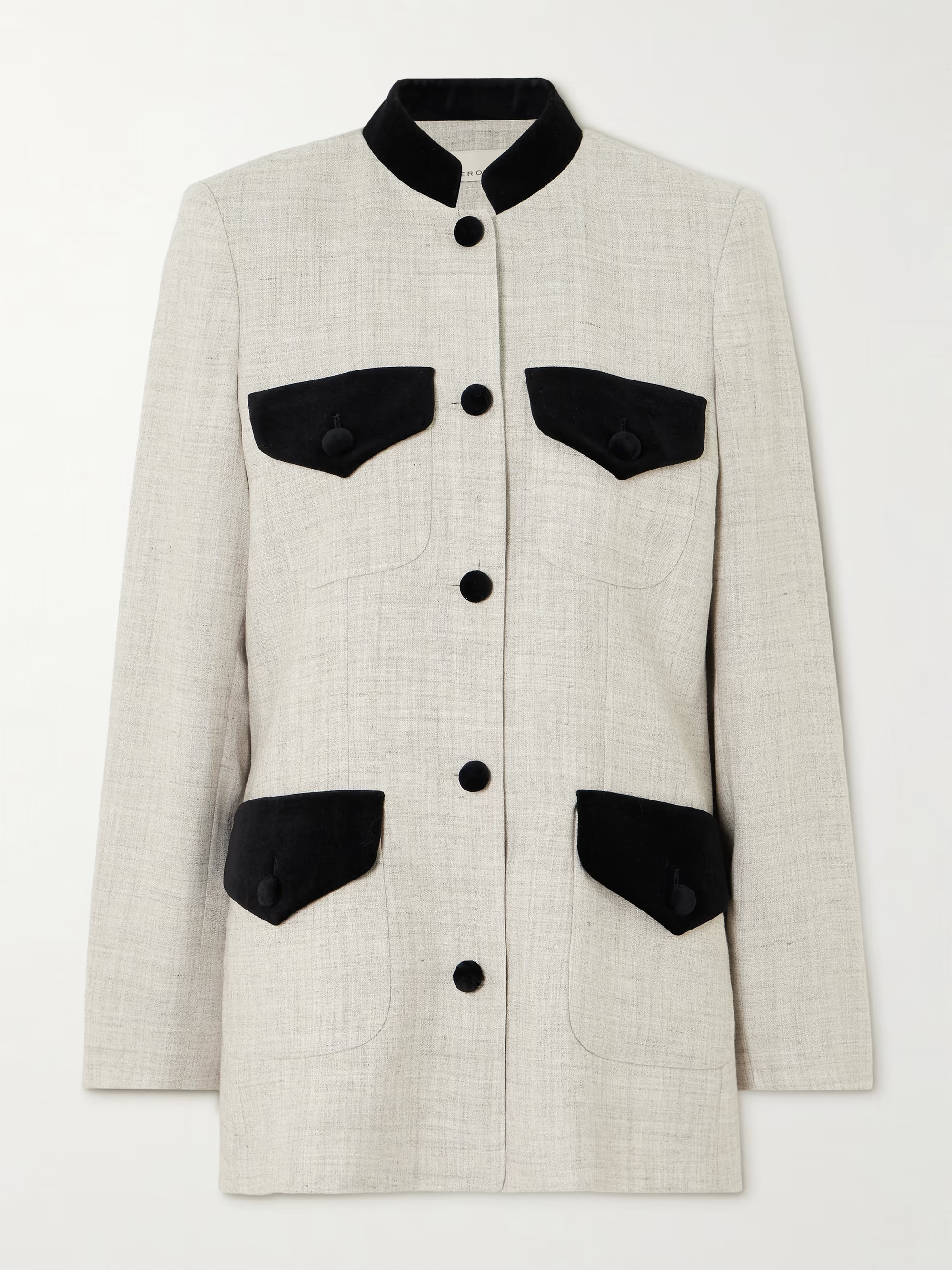 Raja velvet-trimmed canvas blazer | NET-A-PORTER (US)