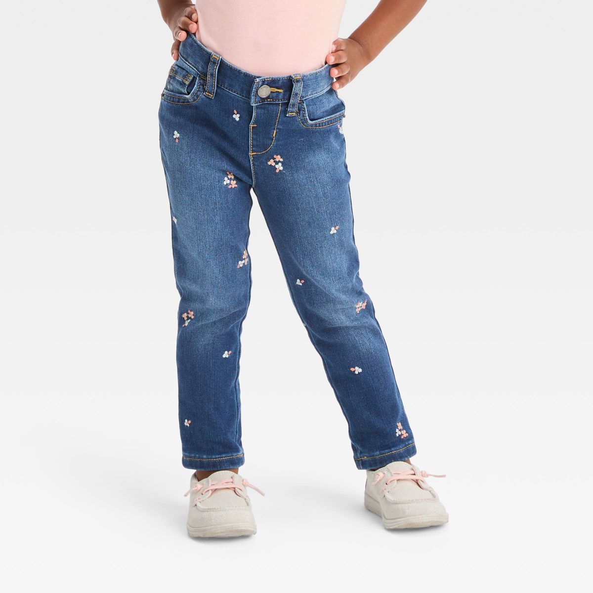 Toddler Embroidered Skinny Jeans - Cat & Jack™ Dark Blue | Target