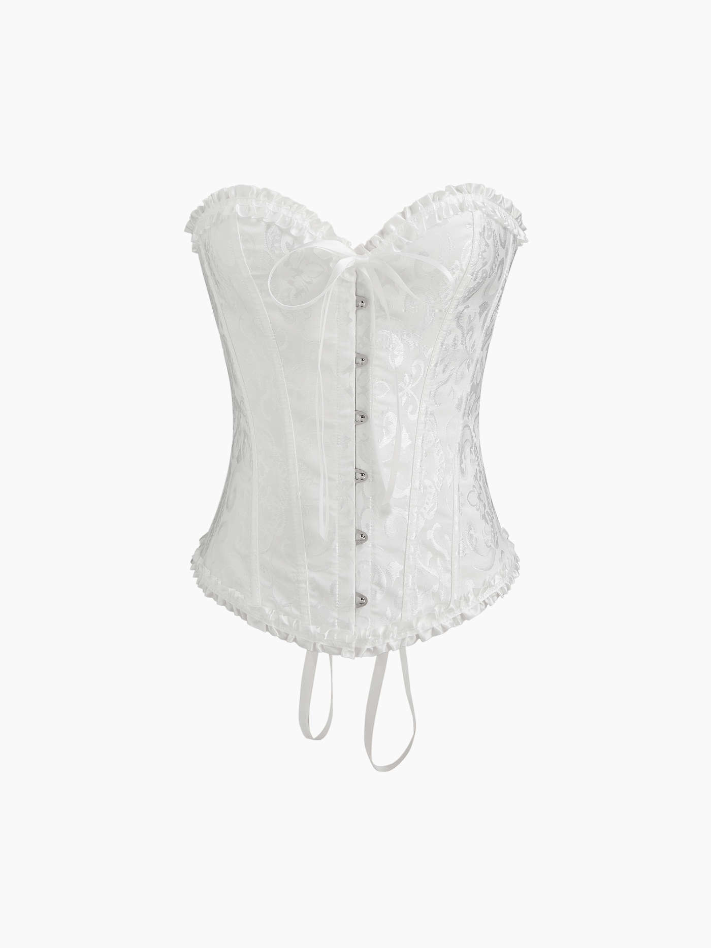 Jacquard Bandeau Floral Bowknot Lace Up Corset Top | Cider