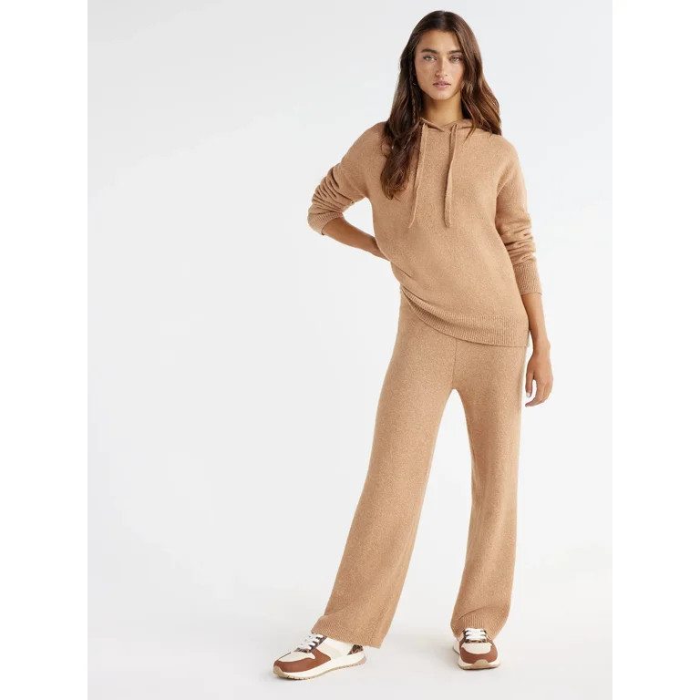 Time and Tru Women's Long Sleeve Hoodie Pullover and Pant Sweater Set, Sizes XS-4X - Walmart.com | Walmart (US)