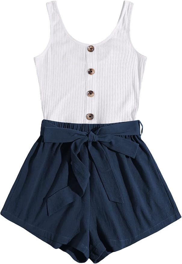 SOLY HUX Casual Summer Rompers for Women Sleeveless Vacation Outfits Short Jumpsuit | Amazon (US)