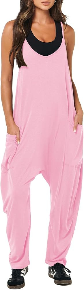 ANRABESS Women's Casual Loose Sleeveless Jumpsuits Adjustbale Spaghetti Strap V Neck Harem Long P... | Amazon (US)