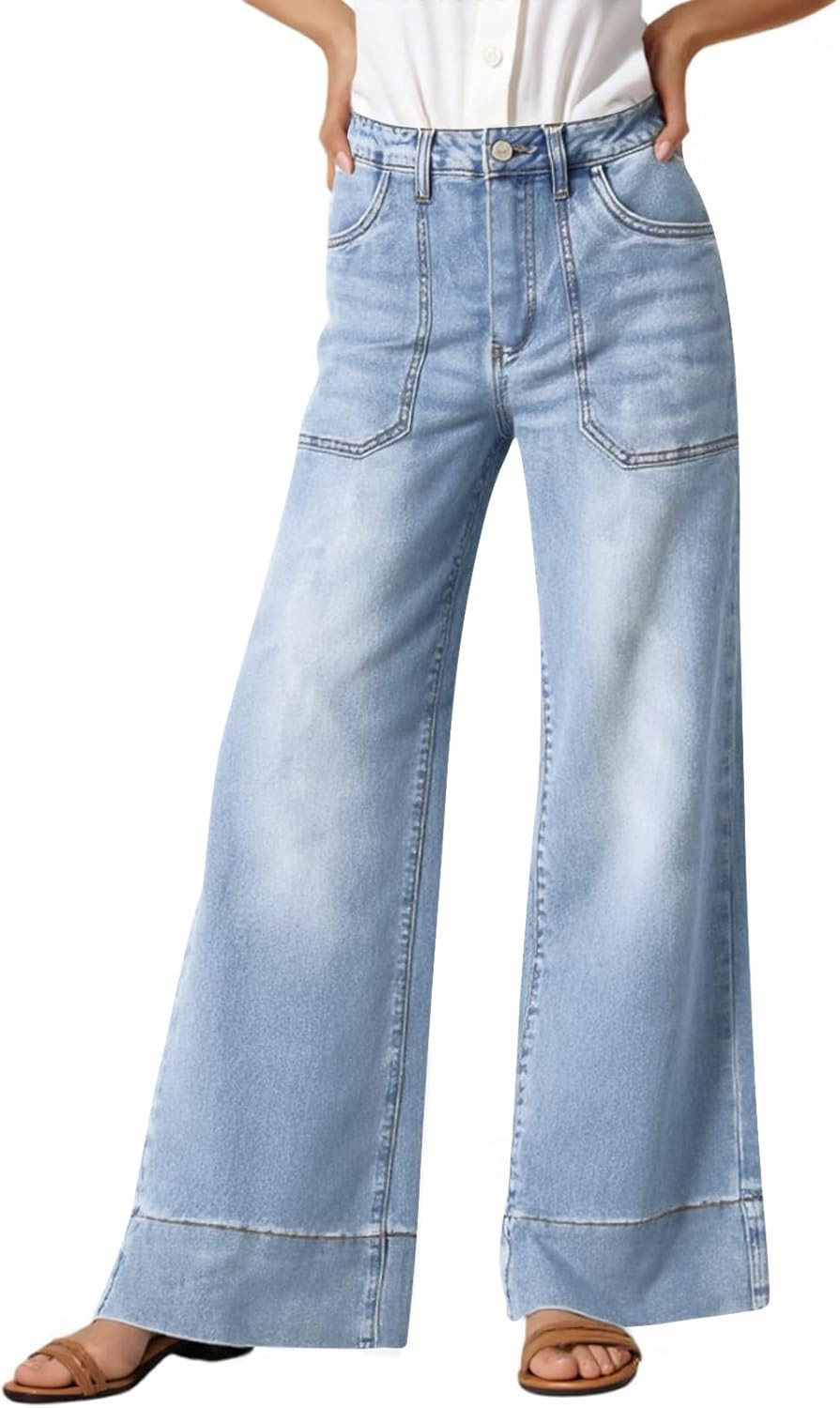 Cicy Bell Womens Wide Leg Jeans Baggy High Waist Boyfriend Denim Pants | Amazon (US)