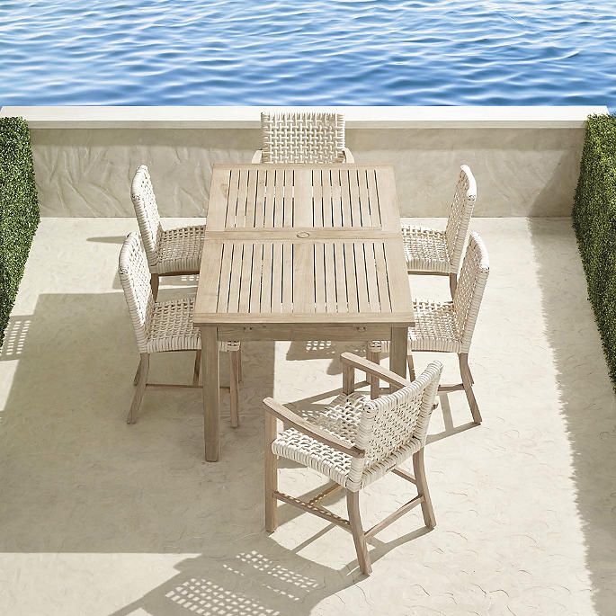 Isola 7-pc. Rectangular Dining Set in Weathered Finish | Frontgate | Frontgate