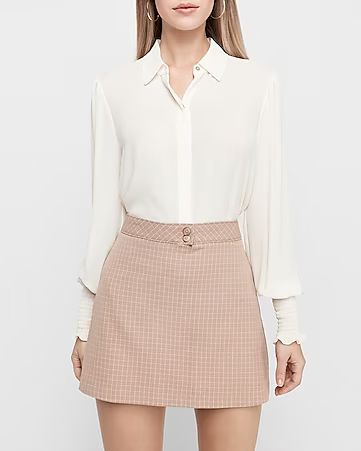 High Waisted Textured Grid A-line Mini Skirt | Express