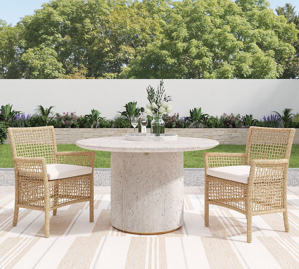 Ellie Outdoor Round Dining Table, Light grey | Pottery Barn (US)