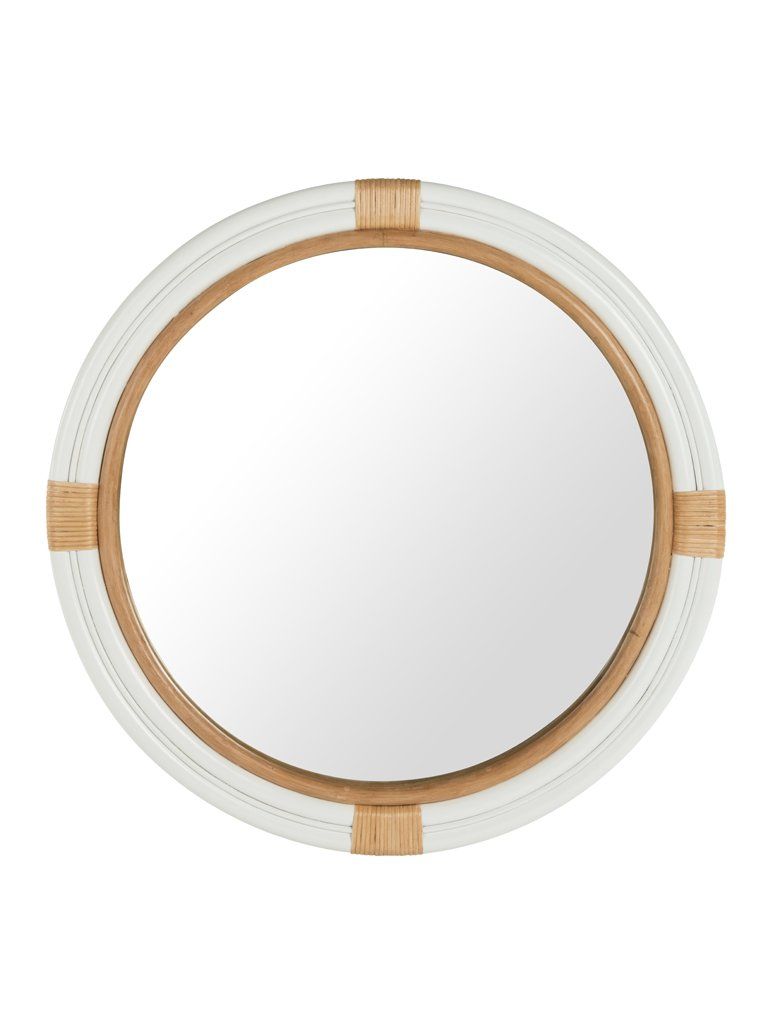 Kouboo Nautical Decorative Wall Mirror in Rattan, White and Natural Color | Amazon (US)