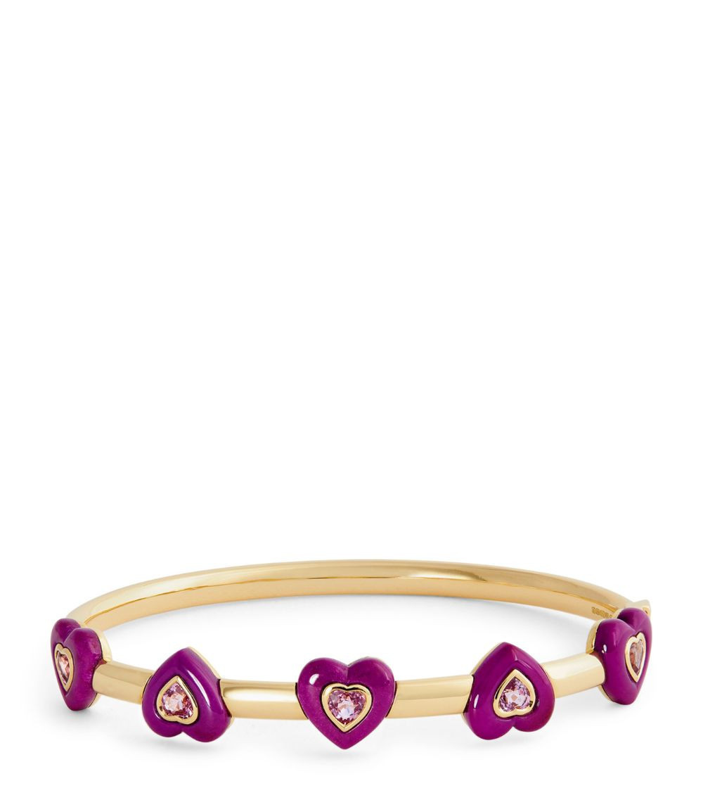 Yellow Gold, Ruby and Suglite Dress Up Heart Bangle | Harrods
