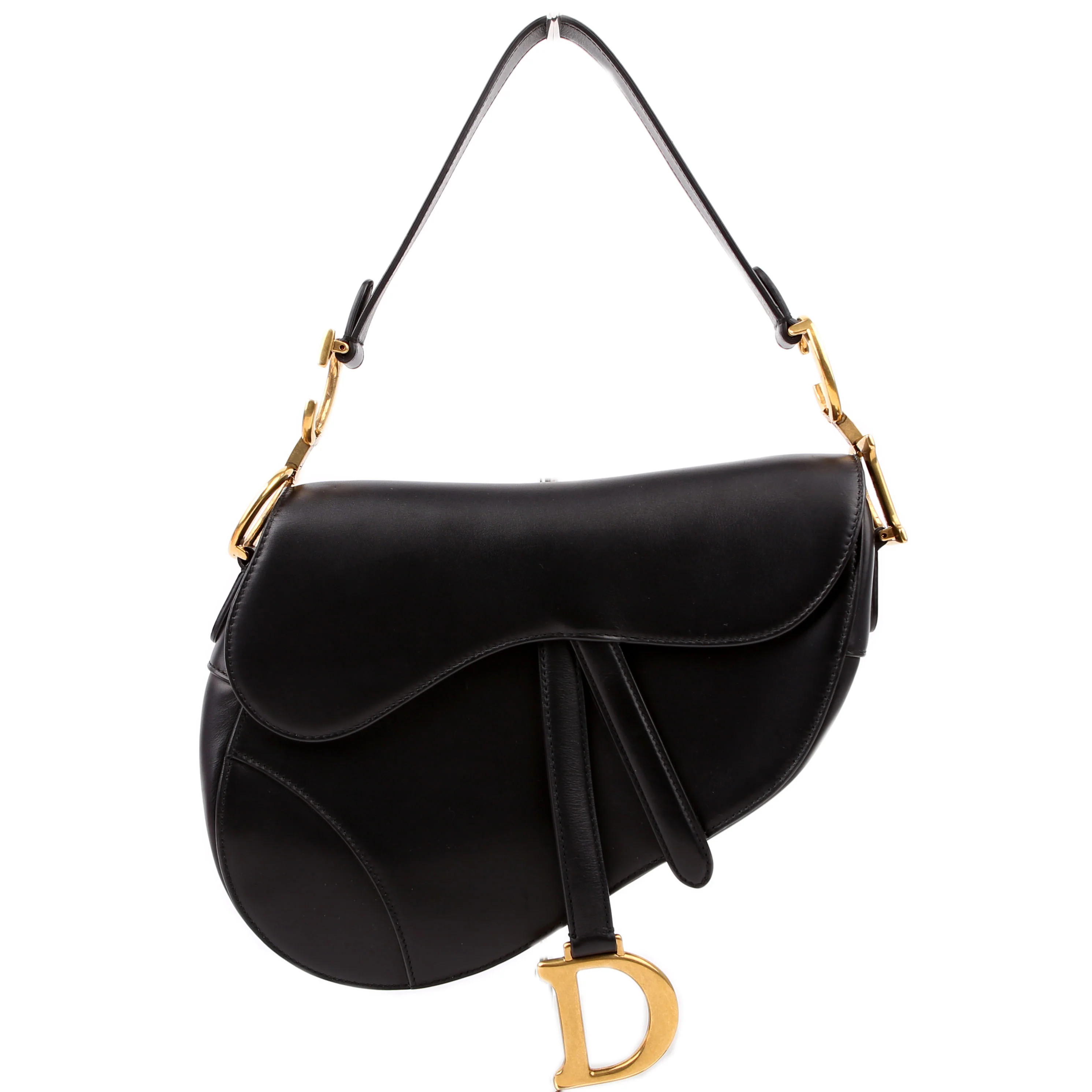 Saddle Bag Leather Black | Keeks Designer Handbags