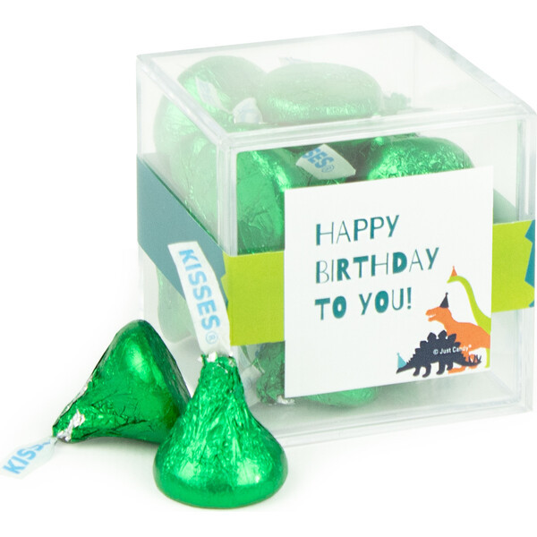 Happy Birthday Dinosaur JUST CANDY® Favor Cube with Hershey's Kisses, Set of 12 | Maisonette