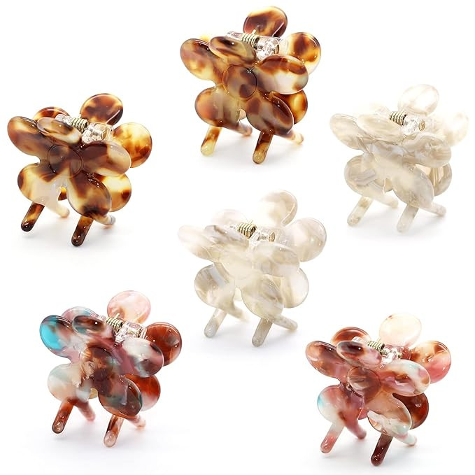 Cobahom Mini Hair Clips: 6-Pack Flower Hair Claw Clamps, 1.26 Inch Cellulose Acetate Jaw Styling ... | Amazon (US)