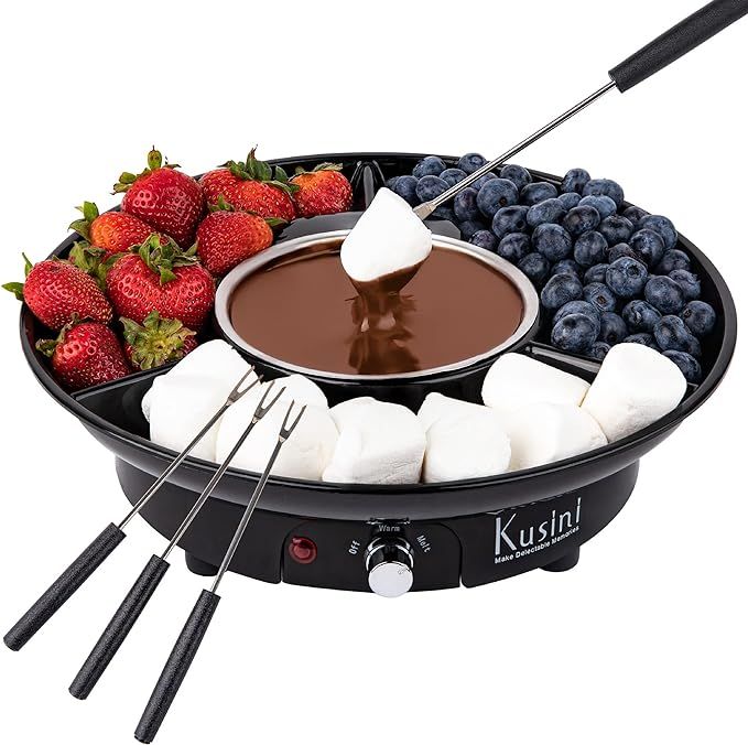 Kusini Electric Fondue Pot Set - Chocolate Fondue Kit - Temperature Control, Detachable Serving T... | Amazon (US)