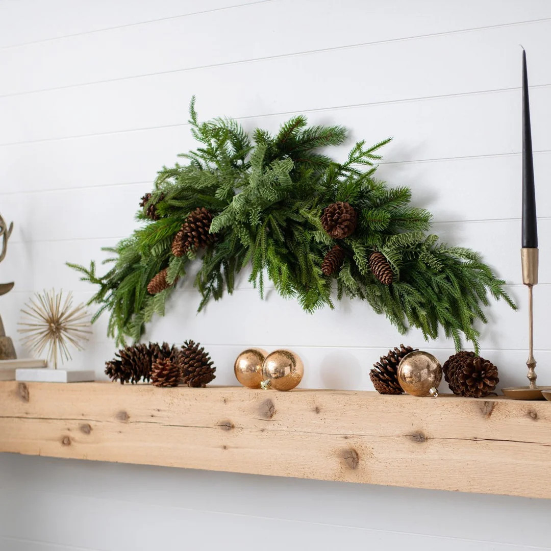 Real Touch Norfolk, Spruce & Juniper Christmas Front Door Holiday Table Swag | Darby Creek Trading