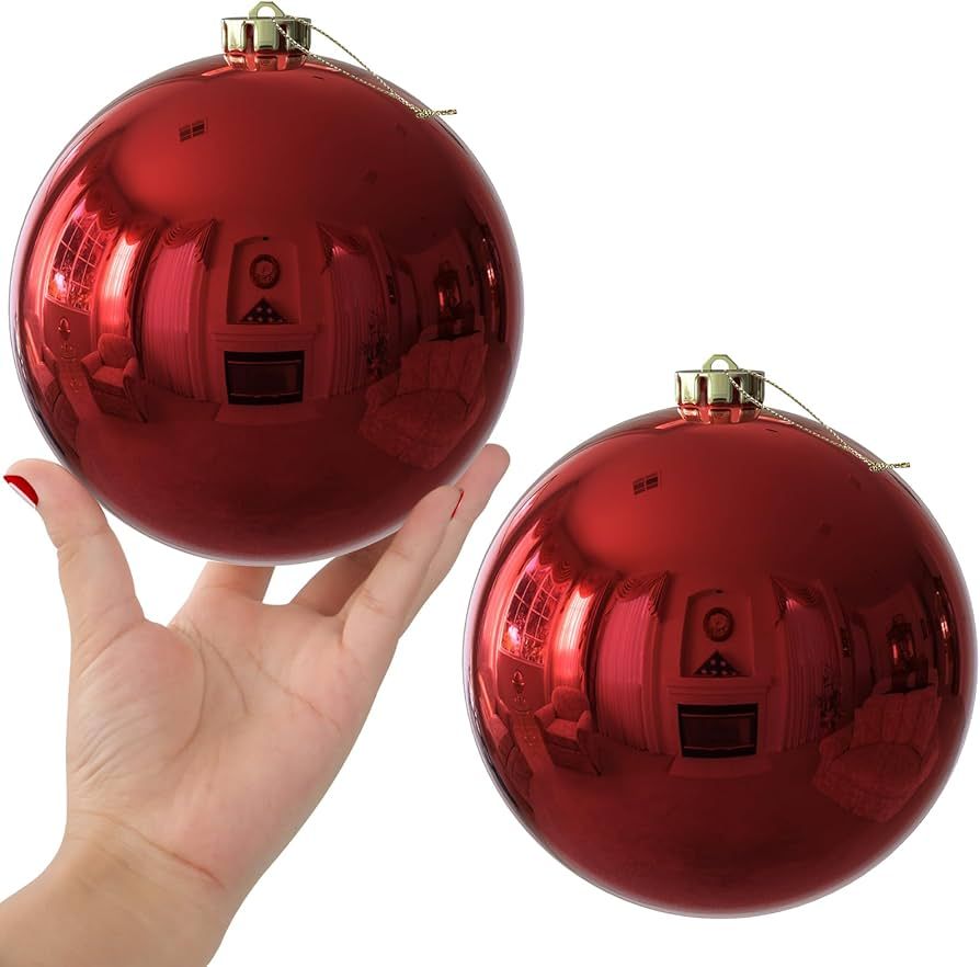 Red 6.0" Extra Large Christmas Ornaments - Christmas Tree Decoration Balls Shatterproof Hanging S... | Amazon (US)