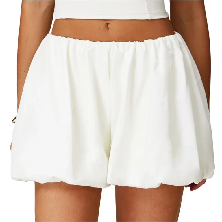 WULMLEO Women's Bubble Hem High Waisted Shorts - Elastic Waist Flowy Balloon Shorts, Lightweight ... | Walmart (US)