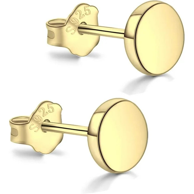 18K Gold Plated Sterling Silver Dot Stud Earrings 3Mm-10Mm Options, Flat Round Disc Studs Hypoall... | Walmart (US)