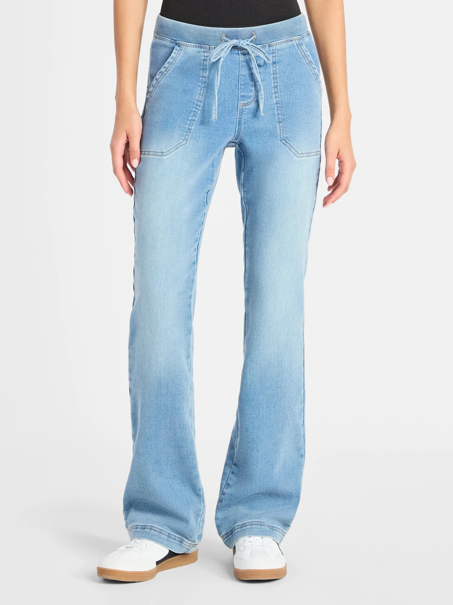 No Boundaries Ribbed Waist Bootcut Pants, 31.5'' Inseam, Women's | Walmart (US)