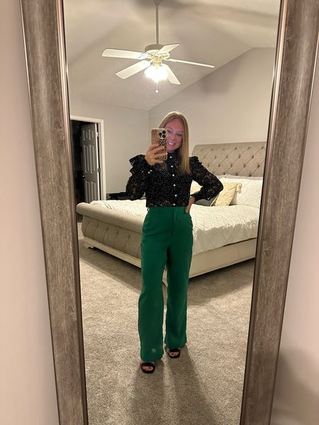 Holiday outfit idea. Perfect for dinner out, Christmas party or brunch with the girls!
Shirt is XS
Pant- XS and perfect length with heels (I’m 5’0”)
Shoes-5.5

#LTKHoliday #LTKunder100 #LTKSeasonal