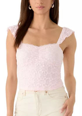 Pink Rose Women's Sleeveless Ruffle Lace Top | Belk