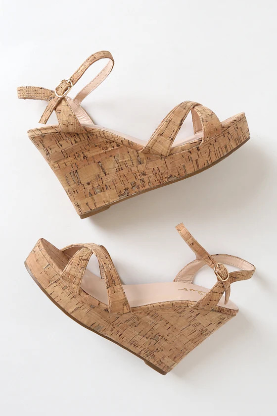 Nixie Cork Wedge Sandals | Lulus (US)
