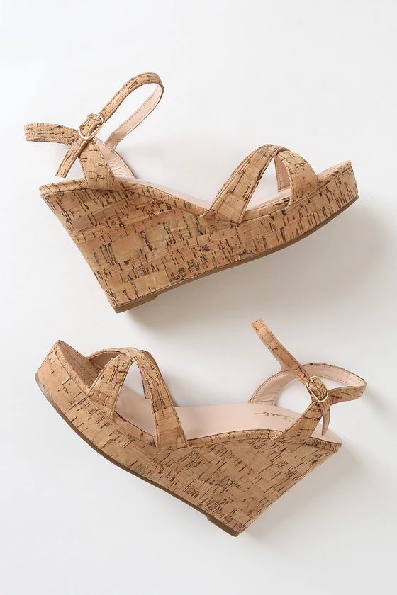 Nixie Cork Wedge Sandals | Lulus (US)