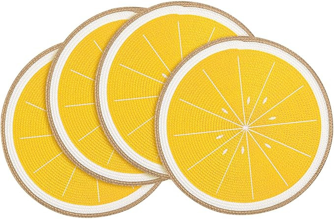 Zupro Round Placemats Set of 4,Braided 15 inch Table Mats Heat Resistant Non-Slip Washable,for Ki... | Amazon (US)