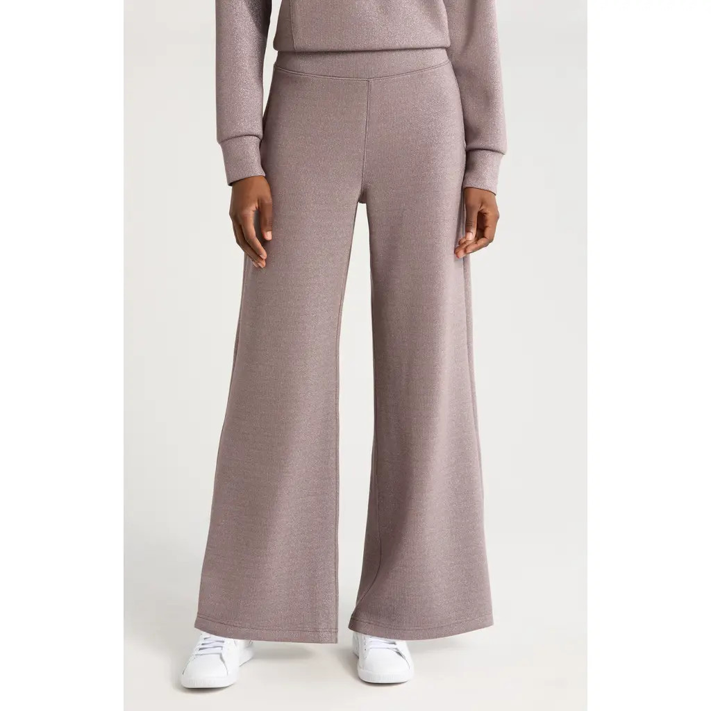 SPANX® AirEssentials Shimmer Wide Leg Pants in Smoke Silver at Nordstrom, Size X-Large | Nordstrom
