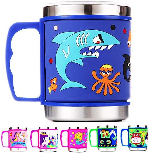 Amazon.com: 12 Oz Kids Stainless Steel Shark 3D Mug with 2 Pack Slider Closure Lids - Eco-Friendl... | Amazon (US)