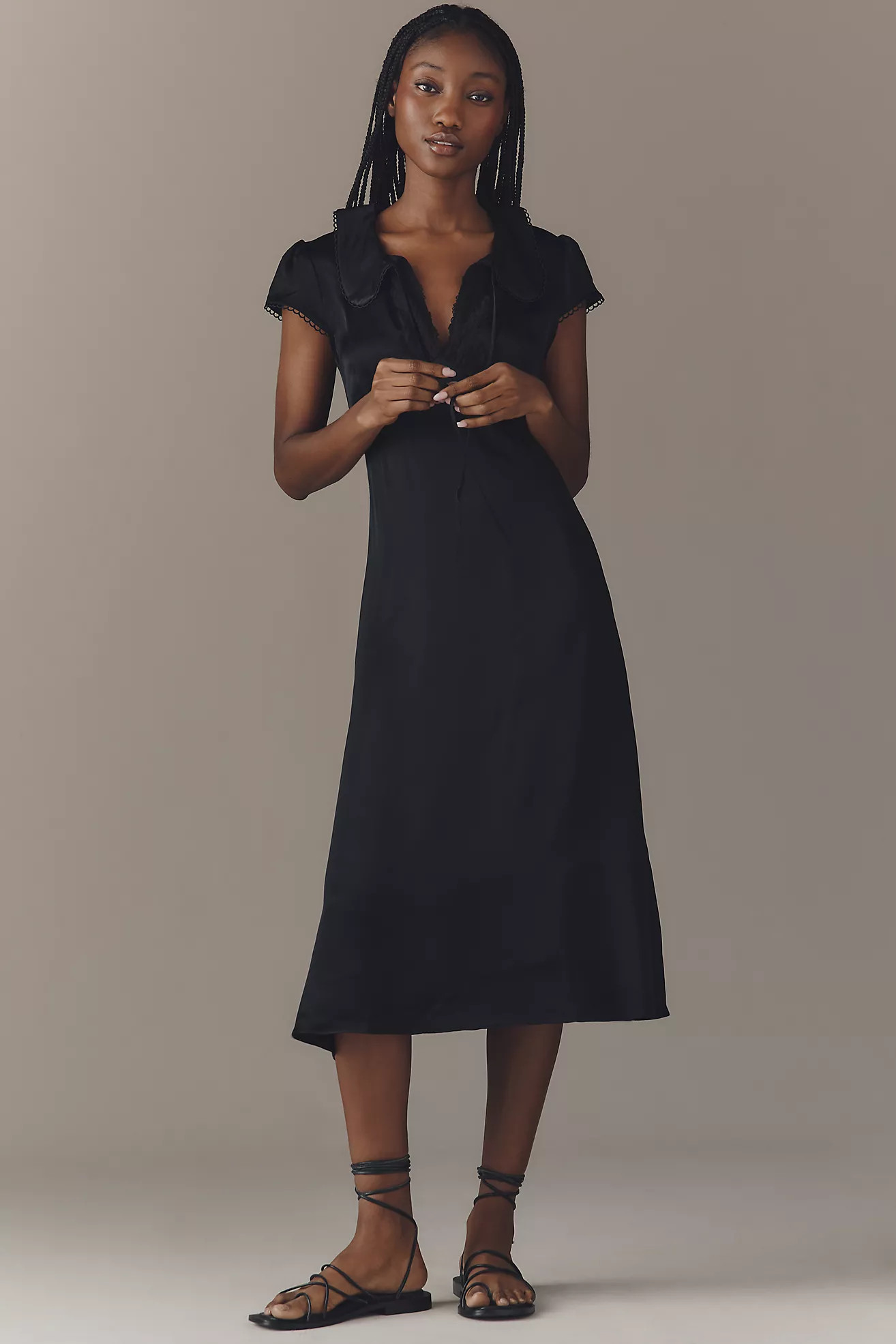 By Anthropologie Collared Short-Sleeve Midi Dress | Anthropologie (US)