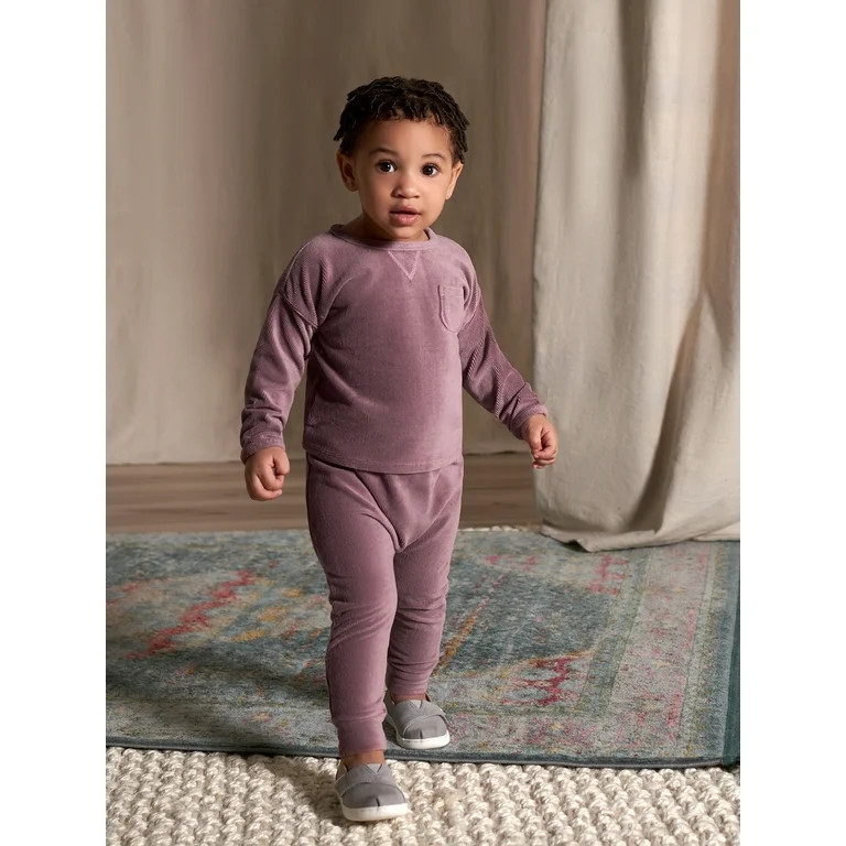 Modern Moments by Gerber Baby Boy or Girl Gender Neutral Long Sleeve Velour Top & Pant, 2-Piece O... | Walmart (US)
