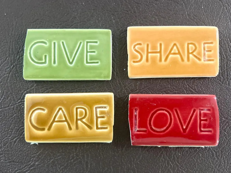 Word Tiles: Give, Care, Share, Love - Unique Knickknack Pieces - Etsy | Etsy (US)