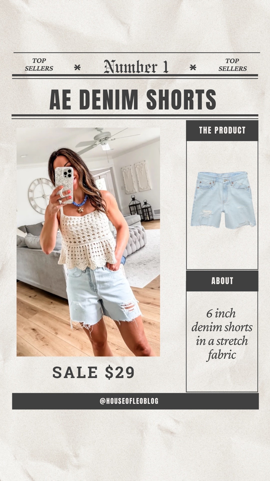 Denim shorts 2. Small crochet tank. American Eagle.

#LTKOver40 #LTKSaleAlert