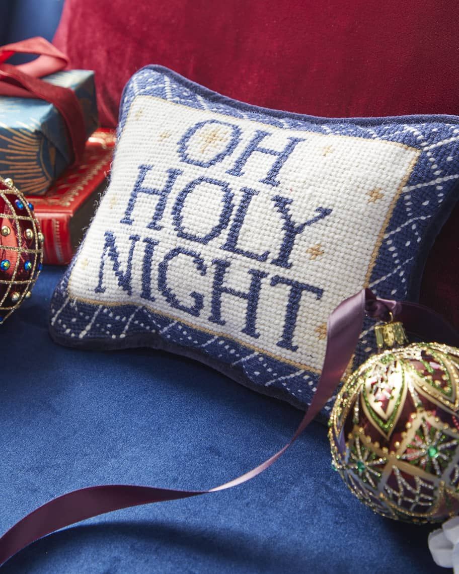 Neiman Marcus Oh Holy Night Needlepoint Christmas Pillow, 6.5" x 9" | Neiman Marcus