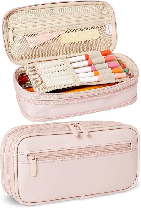 Amazon Basics Large Capacity Pencil Case with Durable Zipper, Multi-Compartment Pouch for School ... | Amazon (US)