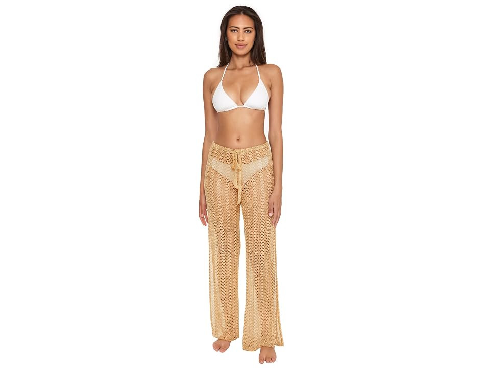 BECCA by Rebecca Virtue Golden Metallic Crochet Pants Cover-Up (Gold) Women's Swimwear | Zappos