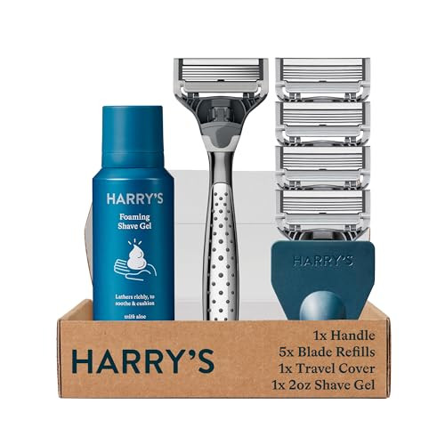 Harry's Razors for Men, 1 Handle (Craft Edition) and 4 Razor Blade Refills with German Engineered 5-Blade Technology, 2 oz. Foaming Shave Gel, Travel Blade Cover- Holiday Gift for Men | Amazon (US)